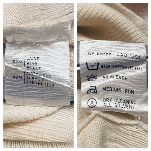 Vintage Rodier Paris Wool Blend Sweater Mock Neck Cream Pullover Made In France - Picture 4 of 5